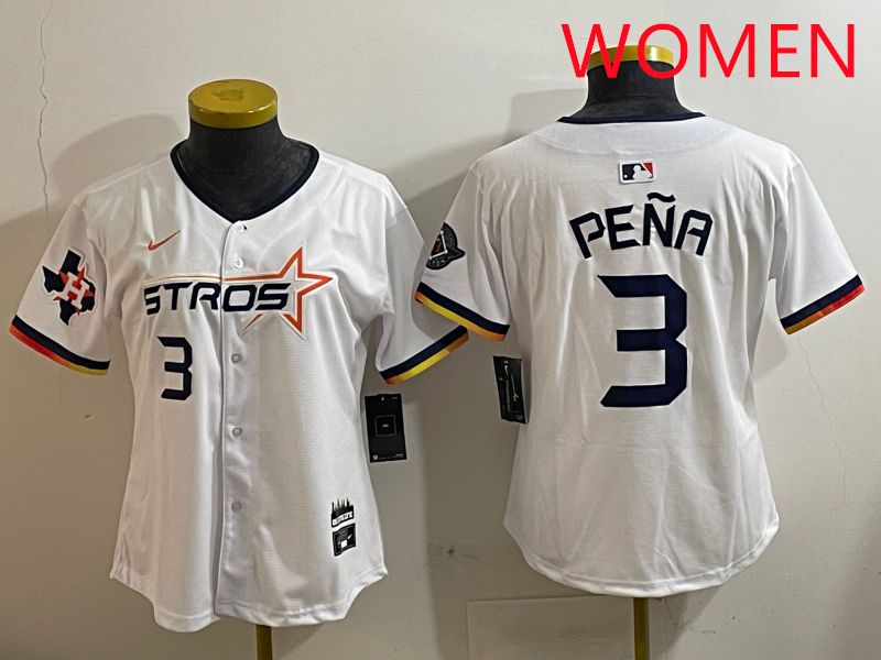 Women Houston Astros #3 Pena White three generations Joint Name Nike 2025 MLB Jersey style 7->women mlb jersey->Women Jersey